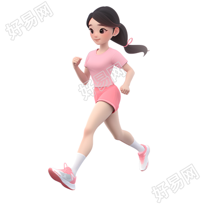 3D运动女孩跑步插画