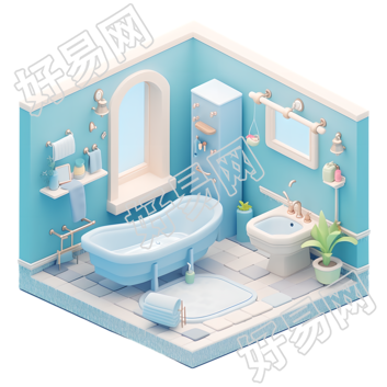 3D浴室迷你景观素材