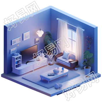 3D客厅迷你景观PNG素材