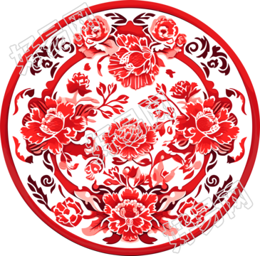 窗花剪纸牡丹花素材