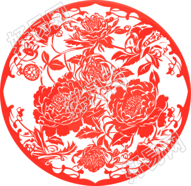窗花剪纸牡丹花PNG插图
