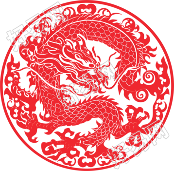 窗花剪纸中国龙传统民间艺术插画