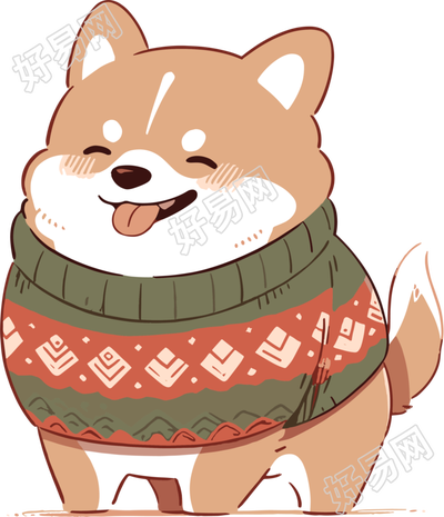 冬日小狗极简主义插画