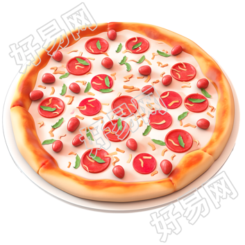 3D披萨图标插图