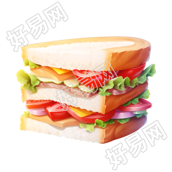 3D三明治图标创意设计素材