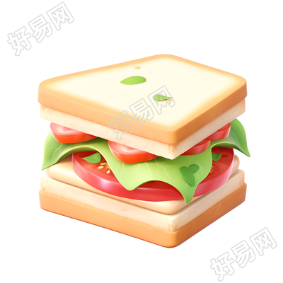 3D三明治黏土材质插画