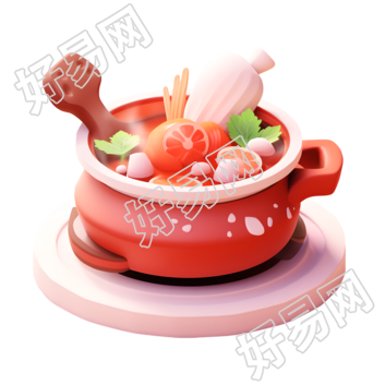 3D火锅图标透明背景插画