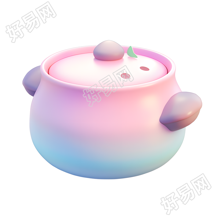3D火锅粉蓝渐变图标素材