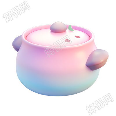 3D火锅粉蓝渐变图标素材