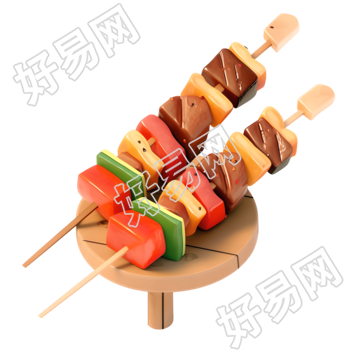 3D烤肉串PNG商用插画
