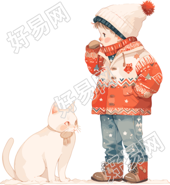 男孩和猫高清质量插图