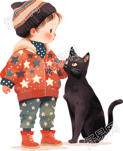 男孩和猫高清质量设计元素