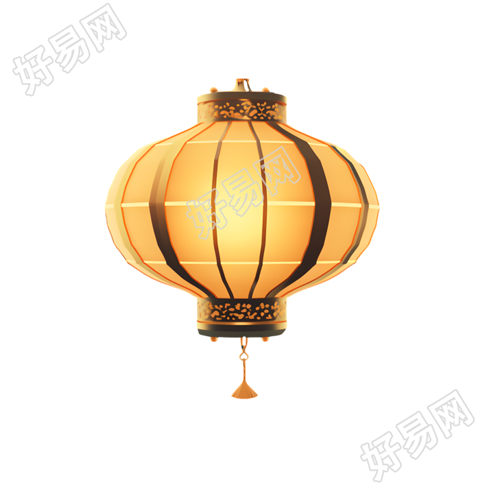 中式灯笼简约金色渐变插图