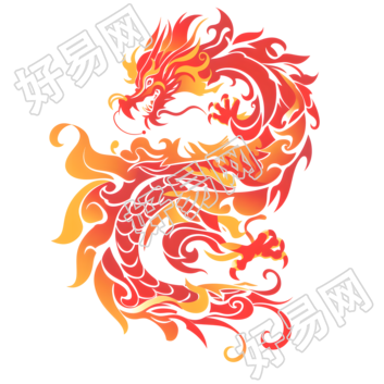 红色中国龙渐变元素