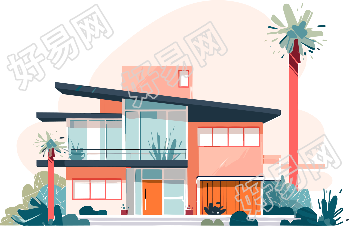 彩色房屋商用插画