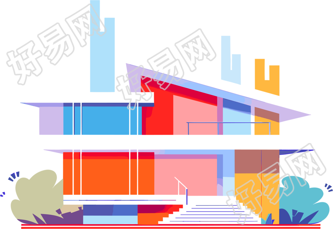 彩色房屋商业设计素材