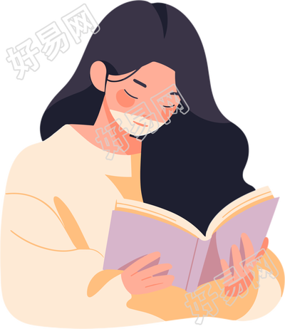 读书女孩平面插图