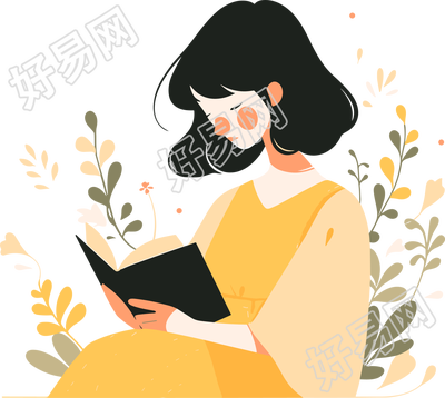 读书女孩可商用素材