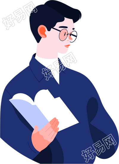 男生读书插图素材