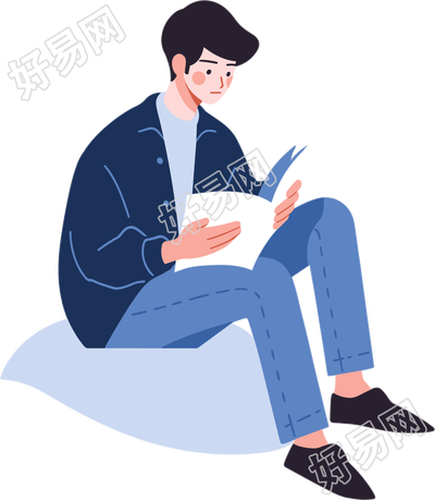 男生读书扁平插图图形素材