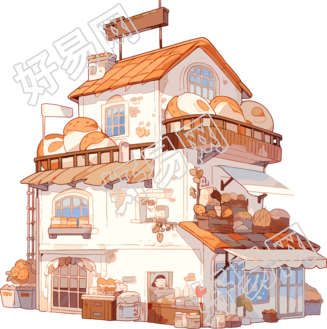 面包店可爱的插图设计