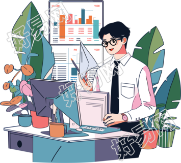 职场男生极简人物插图