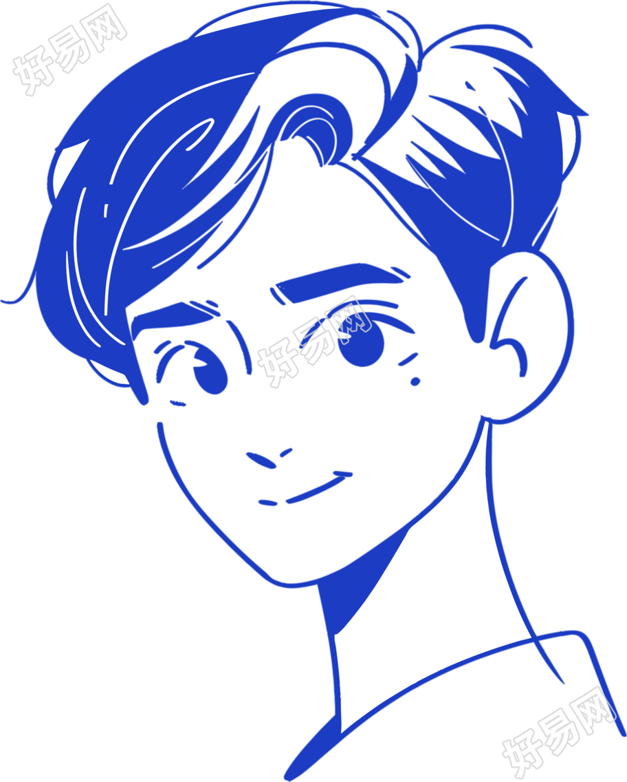 卡通男孩的线条插画