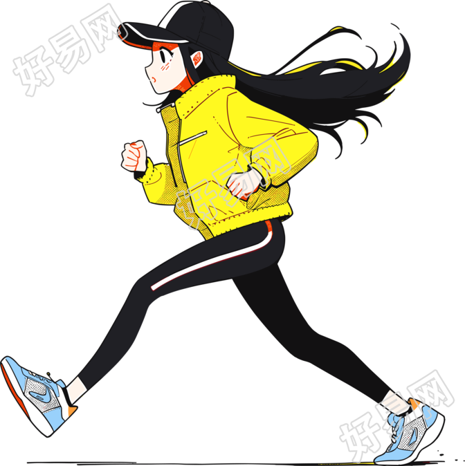 运动女孩PNG透明背景插图