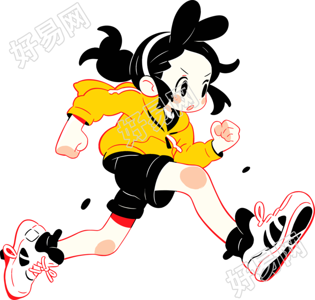 运动装女孩卡通PNG素材