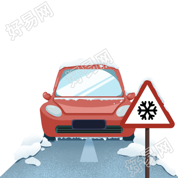 寒假交通安全被雪覆盖的汽车素材