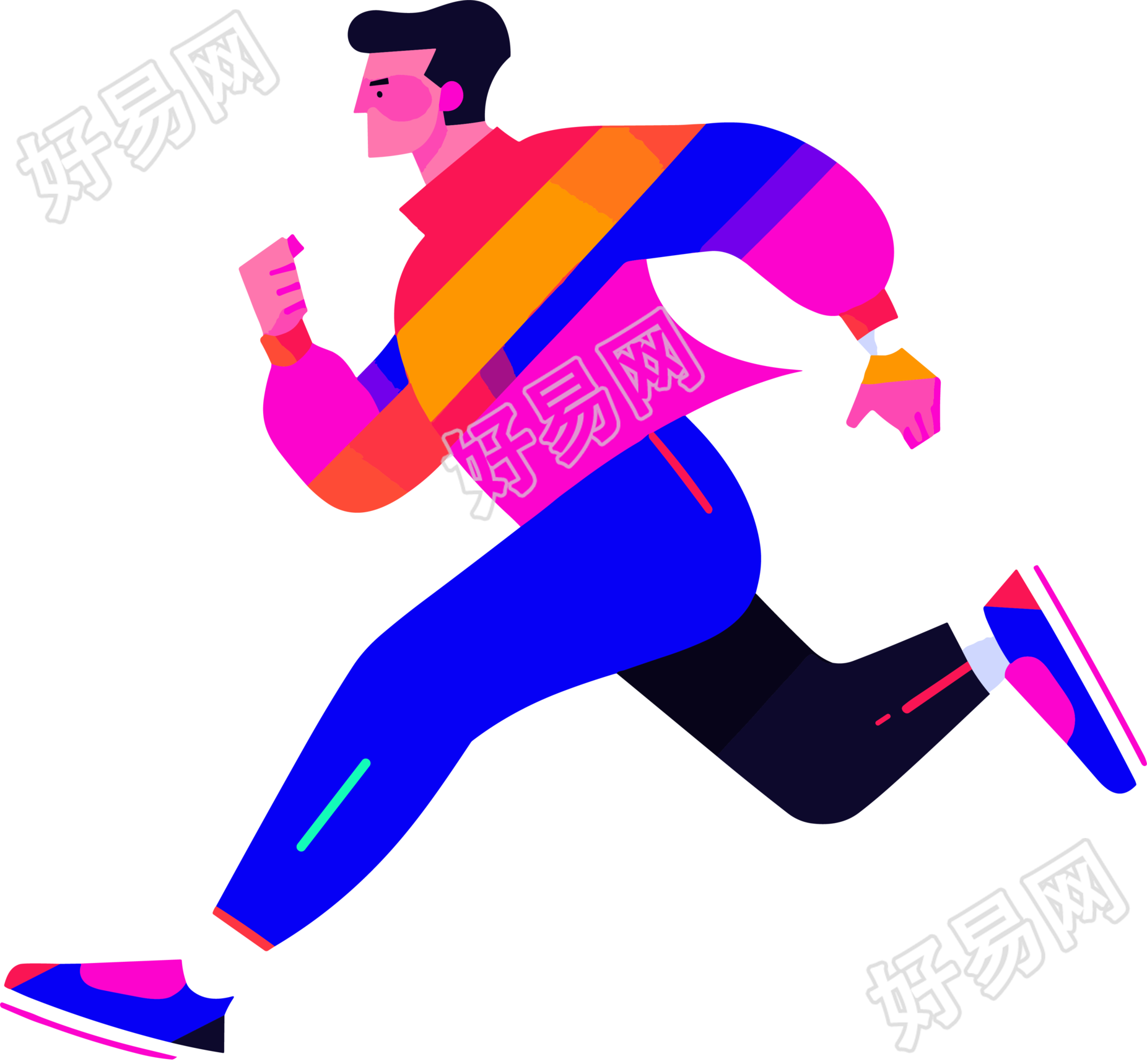 运动男生卡通插画设计素材