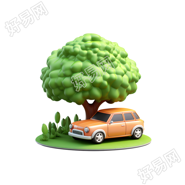 3D环保汽车大树插图
