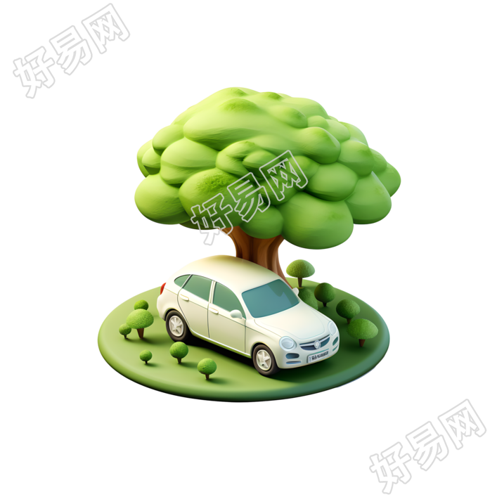 3D环保汽车大树商用素材