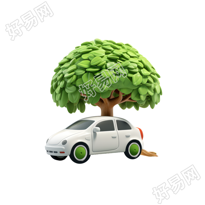 3D环保汽车大树创意设计素材