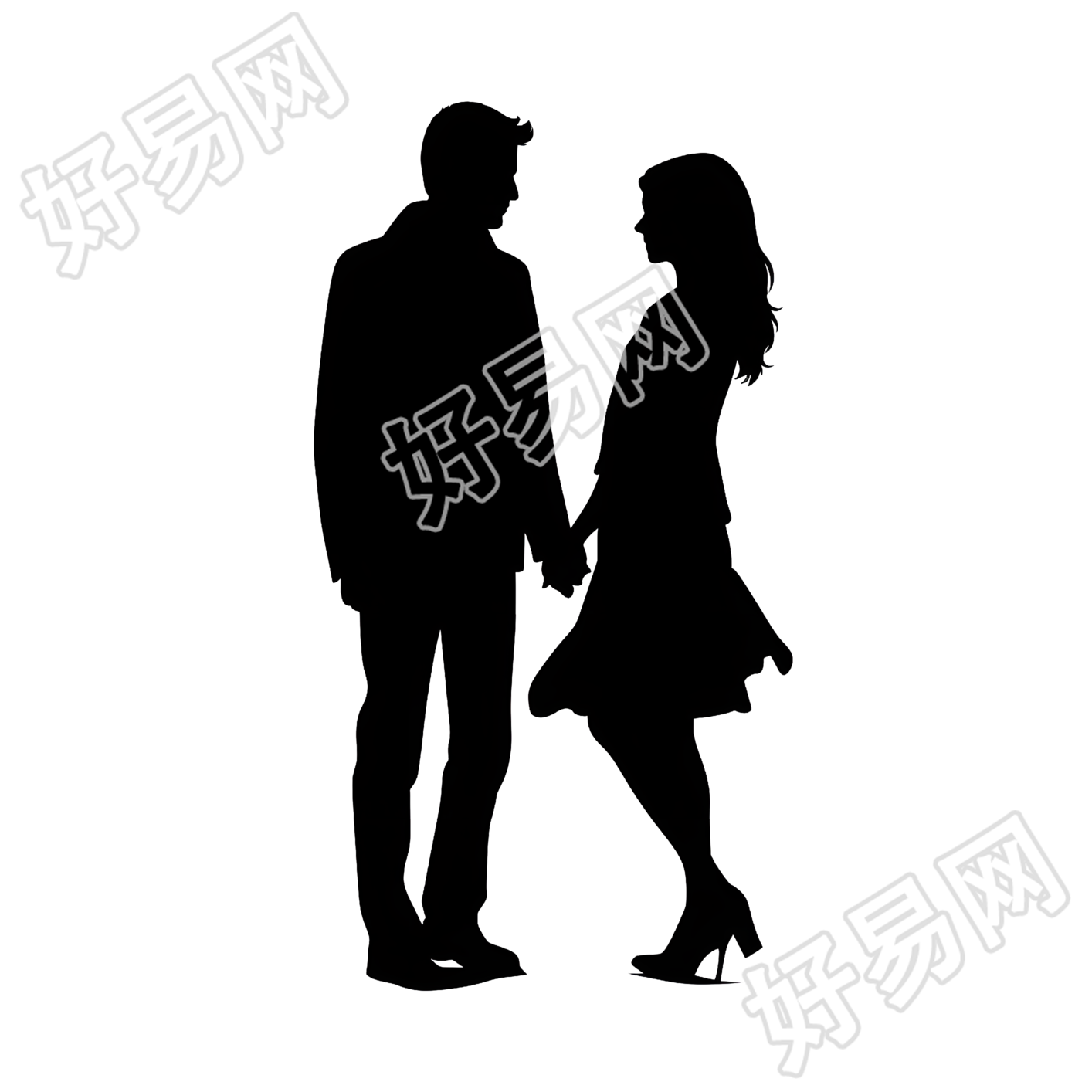 人物剪影透明背景图形插图