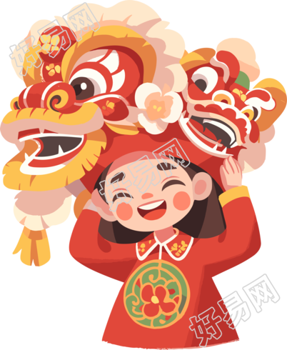 舞狮Q版形象插画