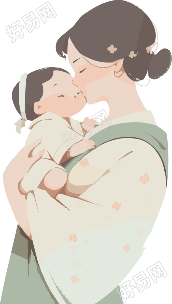 母亲节妈妈抱着婴儿扁平插图
