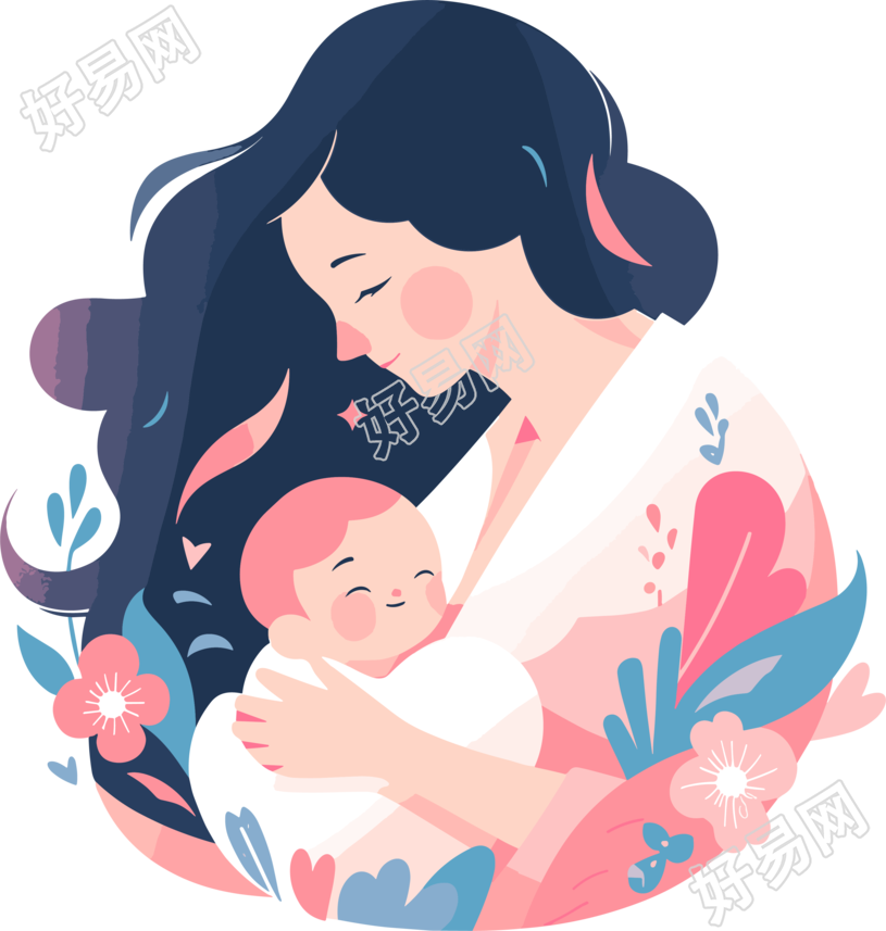 母亲节可商用母亲抱着婴儿插画