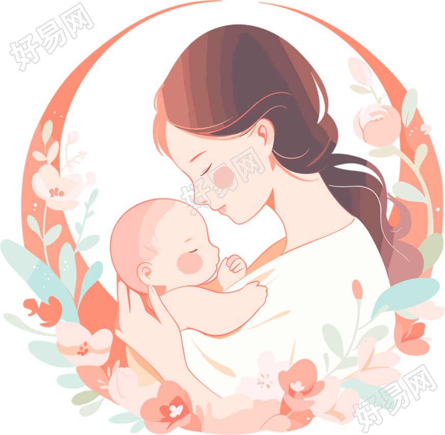 母亲节母亲抱婴儿商用插图