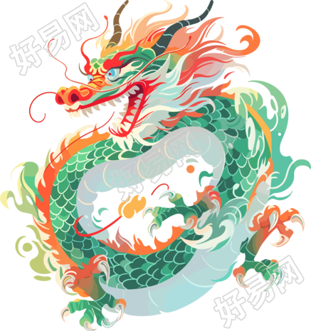 中国龙民俗文化插画