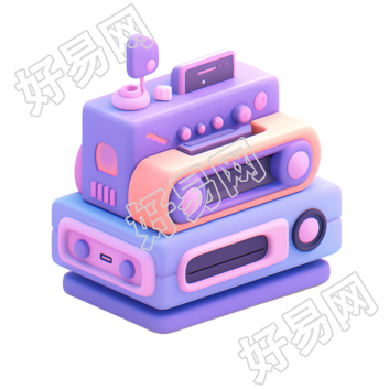 3D音响可爱卡通风格素材