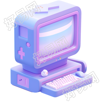 3D电脑卡通蓝紫色图标元素