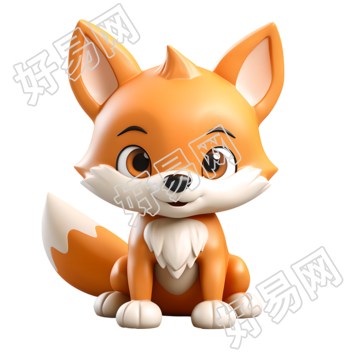 立体卡通狐狸图标插画