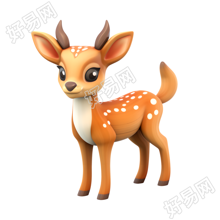 立体卡通梅花鹿3D图标素材
