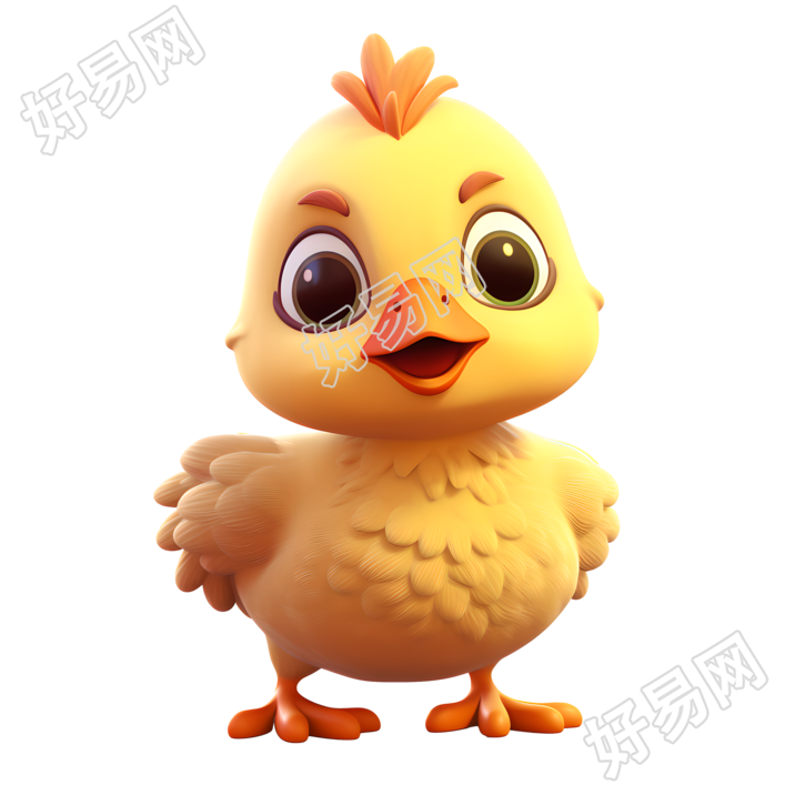 立体卡通小鸡3D图标设计素材