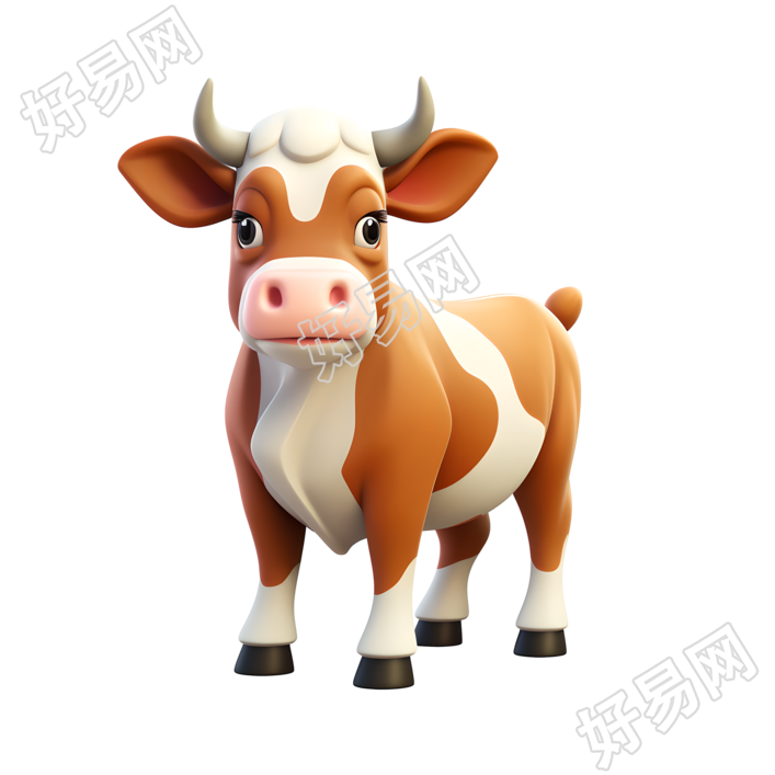 立体卡通牛3D图标素材