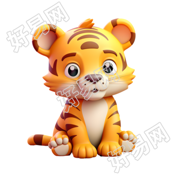 立体卡通老虎3D动物图标素材