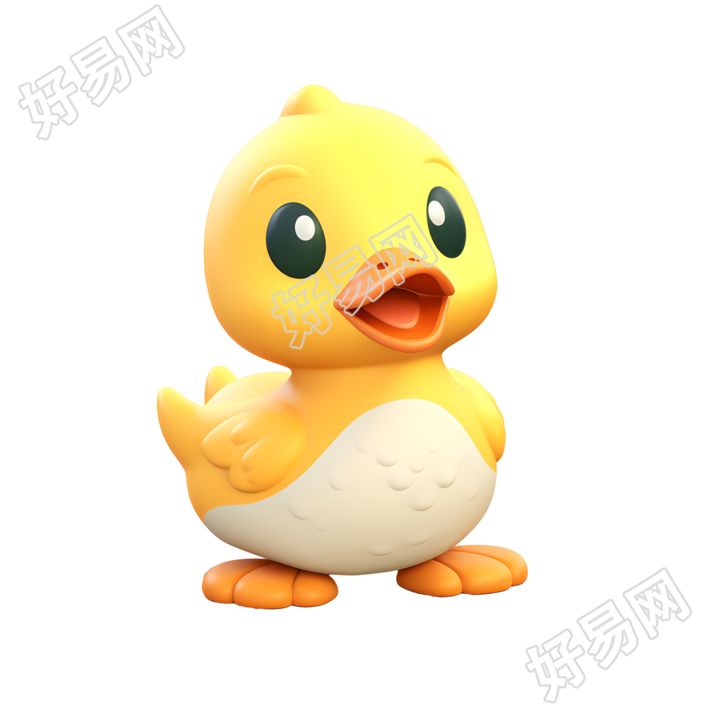 立体卡通小黄鸭可爱插图