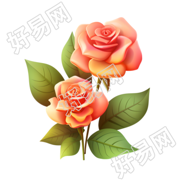 3D玫瑰花图标素材