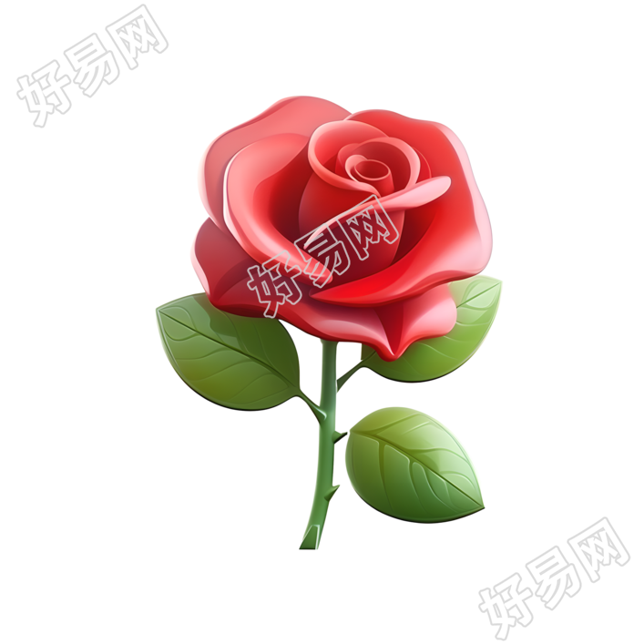 3D玫瑰花可爱风格素材